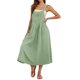 thumbnail image 4 of Trajes Cómodos para las Mujeres Lino de Ajuste Suelto Vestido de Playa con Correa de Espagueti de Línea a con Bolsillos para las Vacaciones, 4 of 9