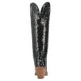 thumbnail image 5 of FSJ Women Fashion Sequin Cowboy Boots Western Bling Cowgirl Knee High Boots Almond Closed Toe Pull On Chunky Heel Wide Calf Boots Shoes Size 7.5 Black, 5 of 5
