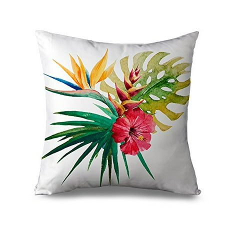 2 Piece Tropical Leaf (Tayyakoushi Flower Leaves Decorative Pillow Covers Tropical Square Canvas Accent Pillow Sham for Sofa Banana Leaf Pillow Cover 18 x)