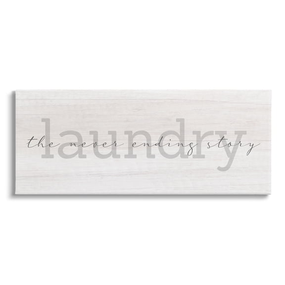 Stupell Industries Laundry Never Ending Story Cursive Typography Sign Graphic Art Gallery Wrapped Canvas Print Wall Art, Design by Daphne Polselli