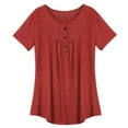 thumbnail image 4 of Timegard Hauts d'Été pour Femmes Col Rond Froncé T-Shirts à Manches Courtes Confortables Décontractés Hauts de Couleur Unie, 4 of 4