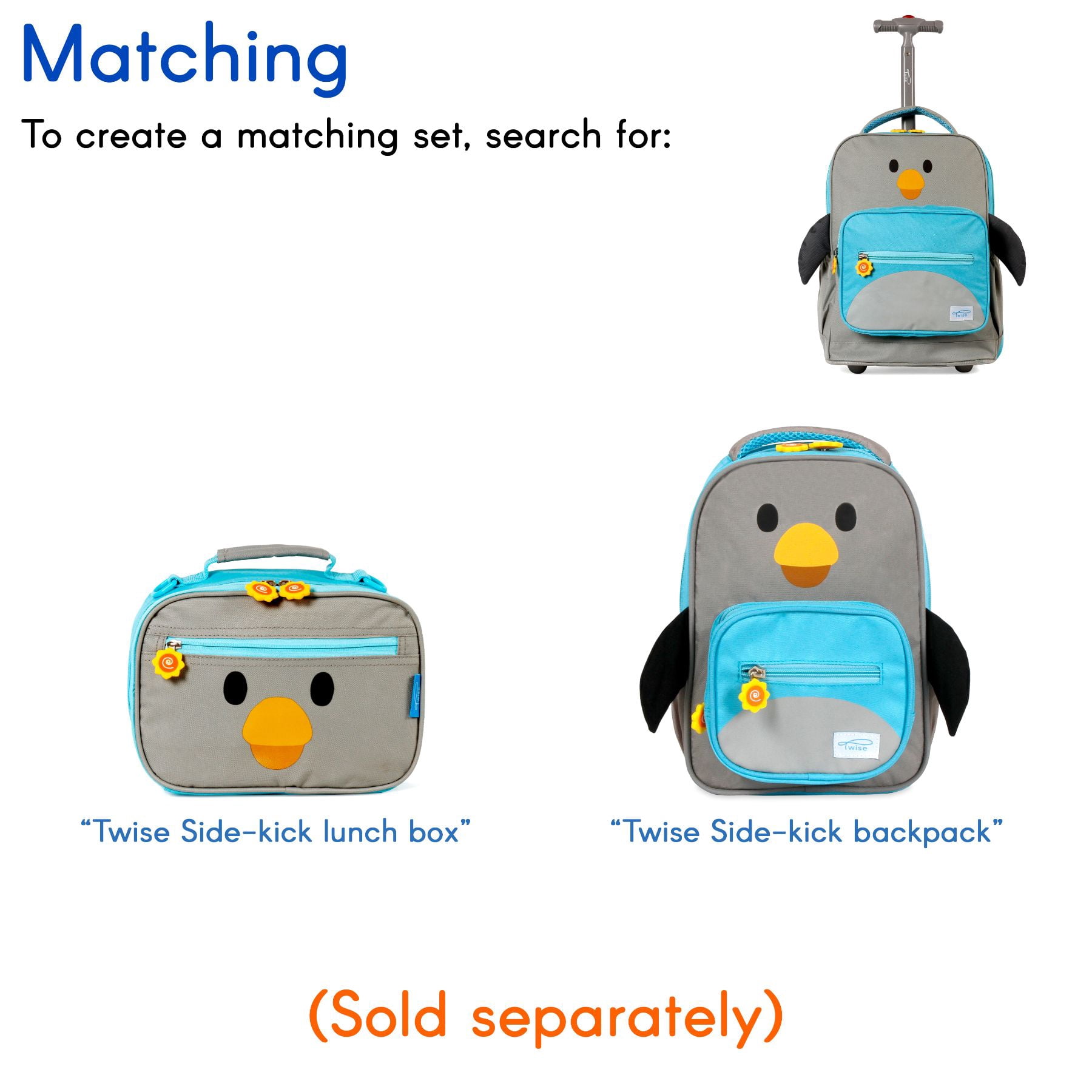 TWISE Twise Side-kick Rolling Backpack, Penguin