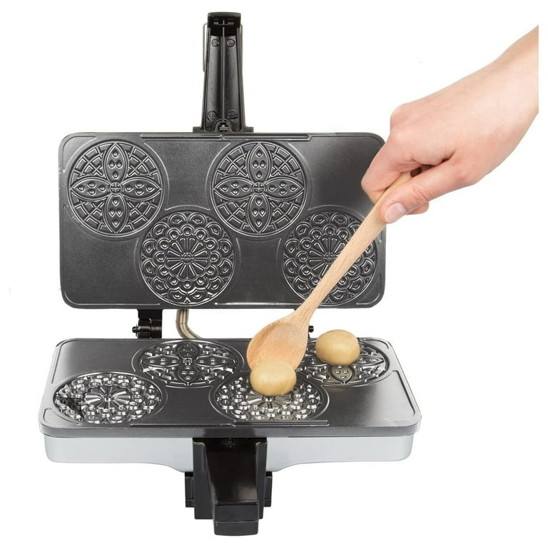 Lwory Piccolo Pizzelle Baker for Mother's Day Baking, Electric Press Makes  4 Mini Cookies at Once, Grey Nonstick Interior For Fast Cleanup, Must Have