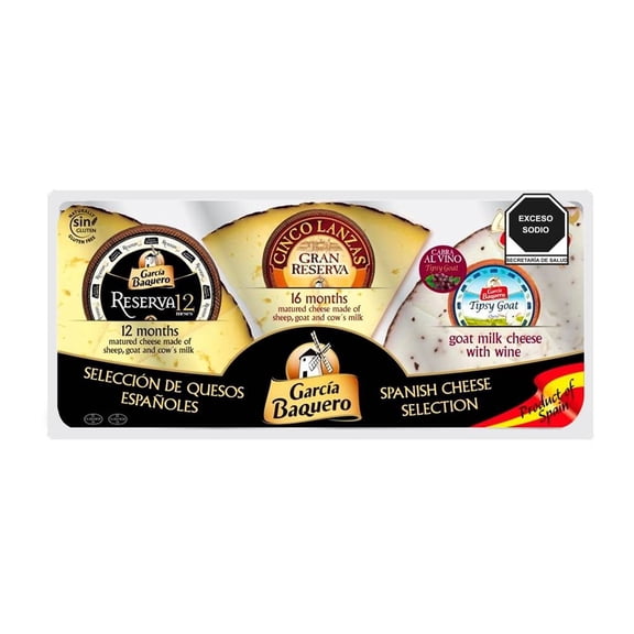 Selección de quesos españoles García Baquero Reserva 12 Meses 100 g + Cinco Lanzas 100 g + Cabra al Vino 100 g