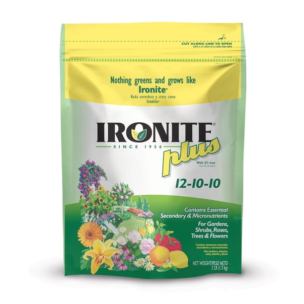 Fertilizante Ironite Plus para arbustos y árboles, granulado, 1.36 kg, 12-10-10