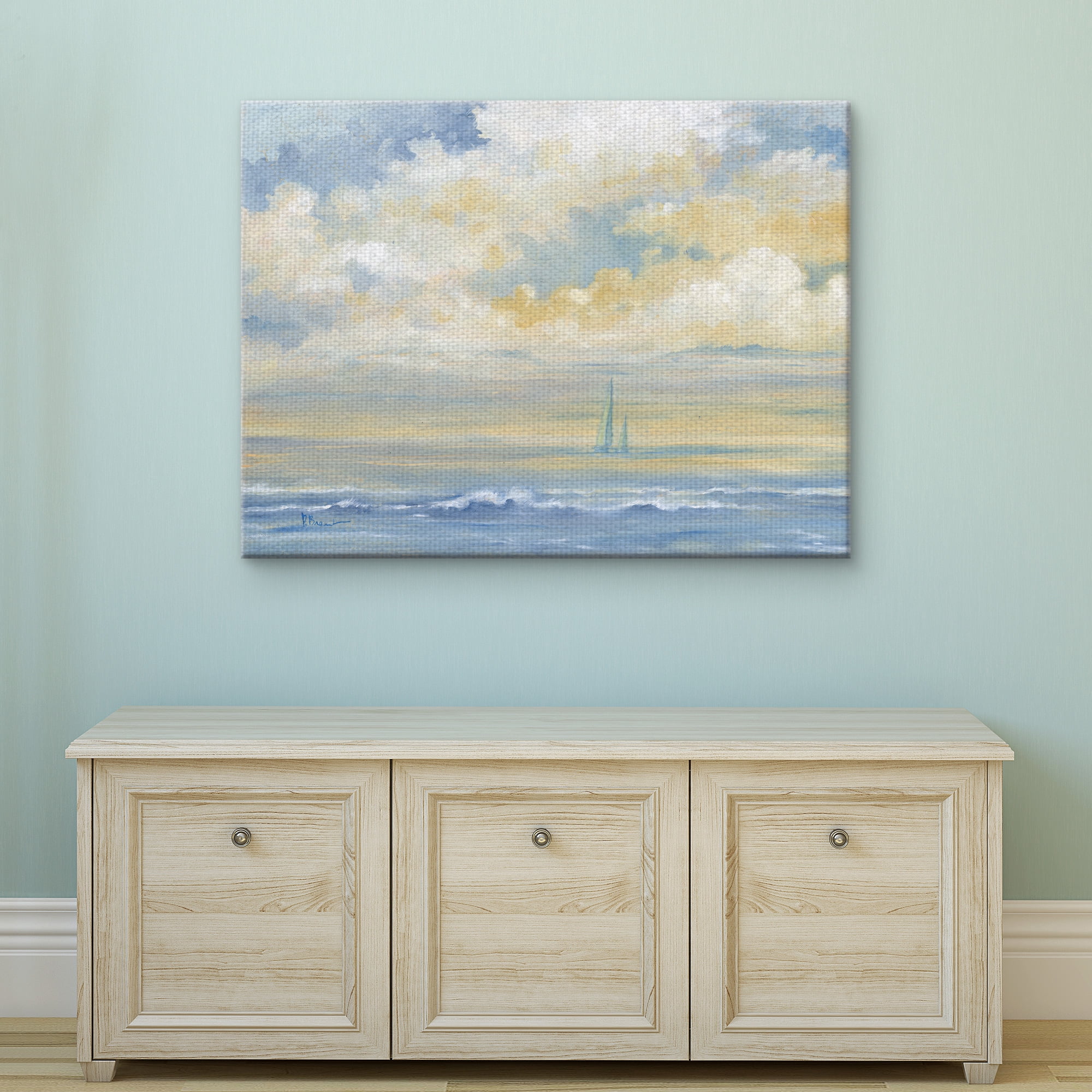 Masterpiece Art Gallery Misty Morning Coastal Sail by Paul Brent Canvas Art 30" x 40"
