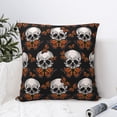 thumbnail image 4 of Pofeuu Butterfly Skull Print Double-sided plush pillowcase Square Throw Pillow Covers Pillows Cover for Living Room Bedroom Sofa Couch Cushion Cover（No pillow core）-24"x24", 4 of 7