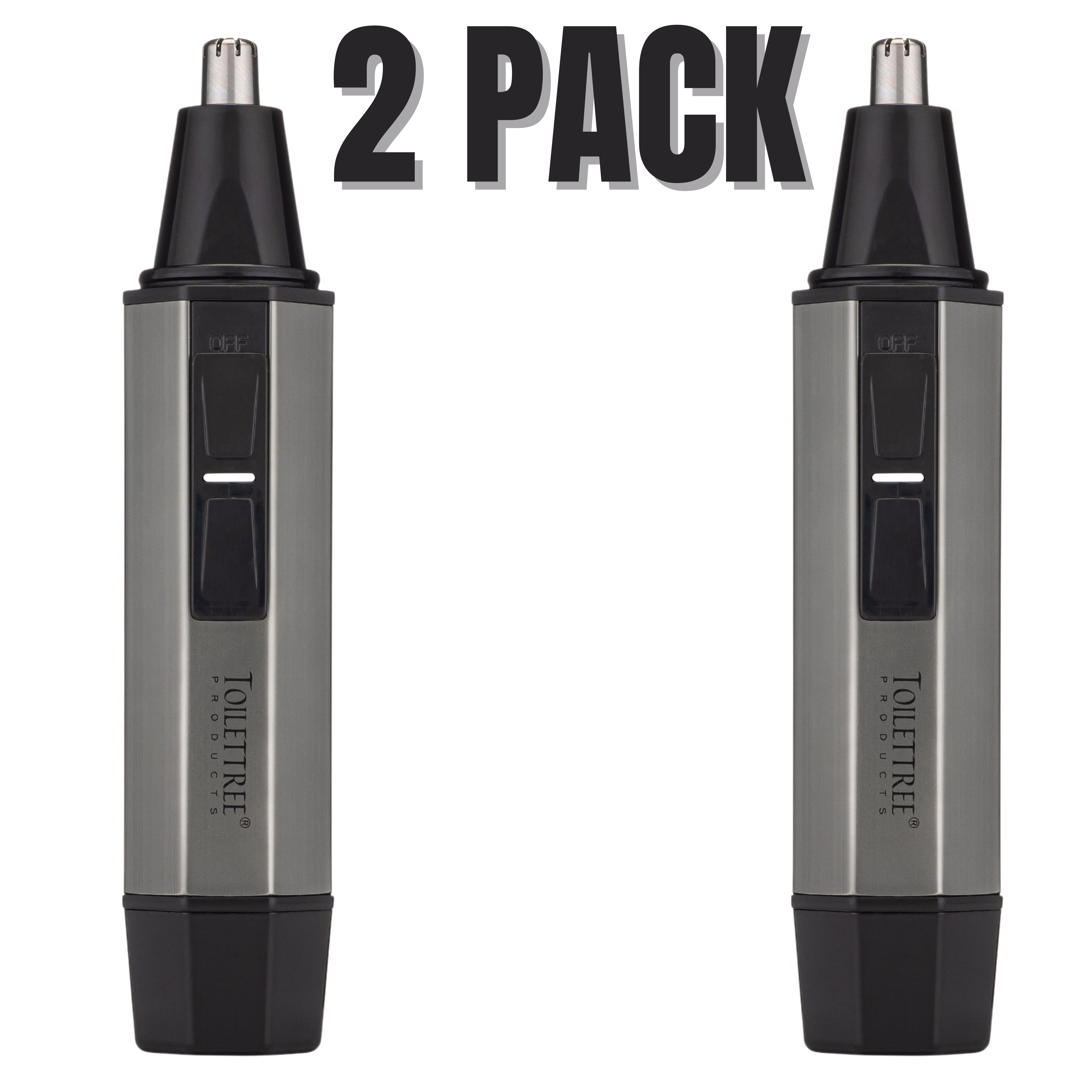 ToiletTree Products Water Resistant Heavy Duty Steel Nose Trimmer with LED Light, 2 Pack - Unisex Male and Female