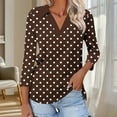 thumbnail image 3 of Fesfesfes Women's Solid Color Blouses Trendy Loose Casual Three-Quarter Sleeve V-Neck Tops Slim-Fitting Cut to Flatter Figure T-Shirt(Brown#1,2XL), 3 of 6
