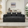 thumbnail image 4 of Folding Mattress Sofa Bed, 79'' Foldable Sleeper Lounge Modular Couch, Sleeper Sofa Couch with Armrest and Pillows, Chenille Floor Sofa Lounge Couch for Living Room Bedroom,Black, 4 of 13