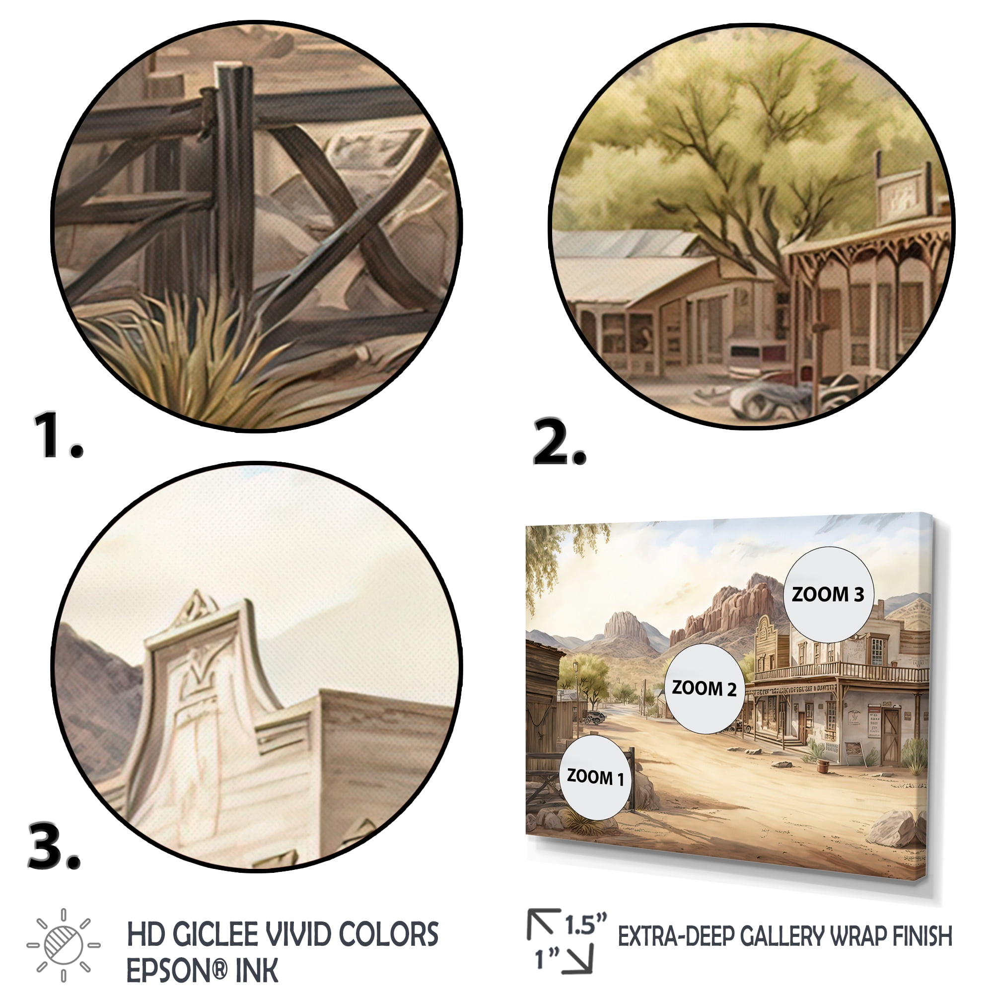 Designart Arizona Wild West Town III Canvas Wall Art