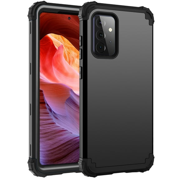 Allytech Galaxy A72 5G Case, Galaxy A72 Case (Not for A71), Silicone PC Heavy Duty Sturdy Shockproof Drop Protective Anti-scratch Bumper Defender Cover Case for Samsung Galaxy A72 5G, Black