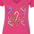 thumbnail image 4 of Inktastic Candy Cane Party Women's V-Neck T-Shirt, 4 of 5