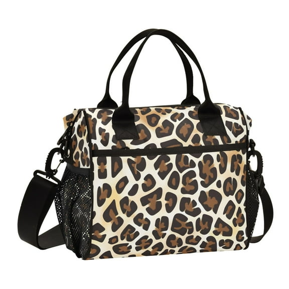 ALAZA Leopard Animal Skin Insulated Lunch Bag Reusable Tote Box Adjustable Shoulder Strap for Work Picnic