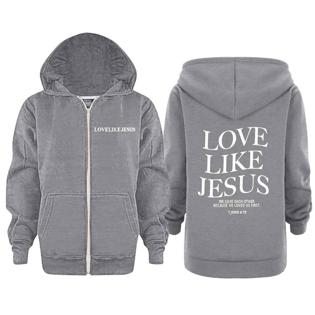 Girls Long Sleeve Letter Print Hooded Zipper Up Soft Sweatshirt With Pocket Unisex Outerwear