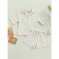 thumbnail image 2 of Bagilaanoe 2pcs Toddler Baby Girls Boy Short Pants Set Short Sleeve Shirt Tops + Shorts 6M 12M 18M 24M 3T 4T Kids Summer Casual Outfits, 2 of 9