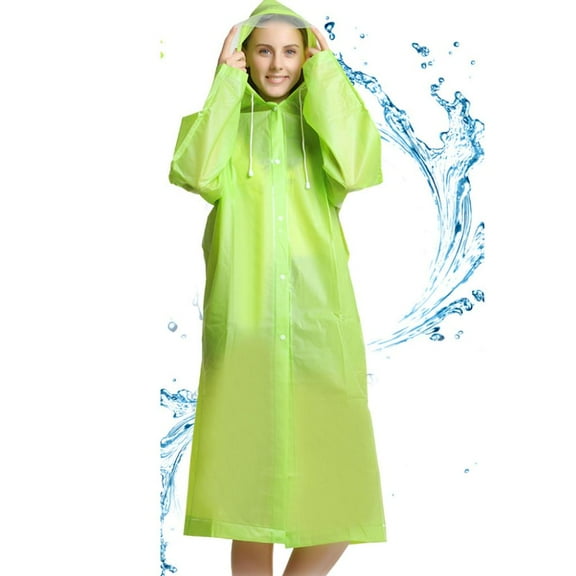 Portable Drawstring Rain Poncho with Hoods & Sleeves Lightweight for Outdoor Hiking Travel Mountaineering XL
