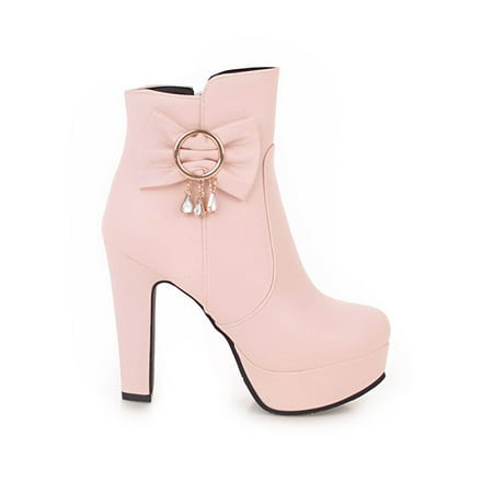 

Women s Ankle Boots Platform Pink Boots Ankle Boots Stiletto Heel Waterproof Winter Warm Snow Boots Wedding Shoes Cowgirl Cowboy Boots Sale Clearance US Size 4 5 6 7 8 9