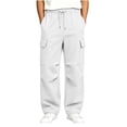 thumbnail image 2 of ITSAME Boys Girls Cargo Sweatpants Drawstring Elastic Waist Pleated Multi-Pocket Fall Winter Loose Casual Pants White Size 12, 2 of 8