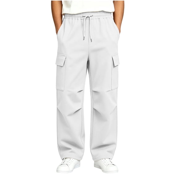 Annhoo Boys Girls Cargo Joggers Pants with Pockets Fashion Drawstring Elastic Waist Pleated Pants Basic Casual Trousers