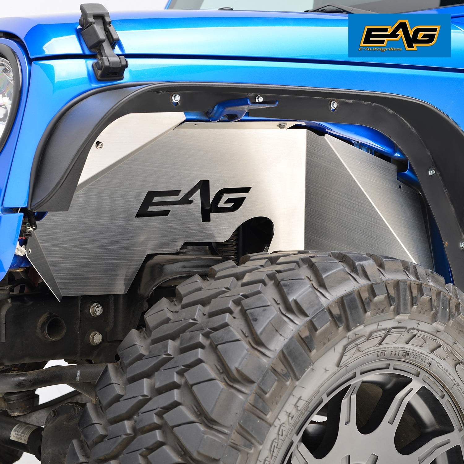 EAG 0718 Jeep Wrangler JK Front and Rear Inner Fender Liners Silver
