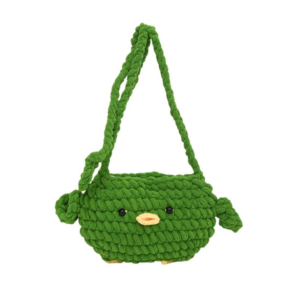 Bolso bandolera para mujer, bolso de ganchillo con dibujos animados para teléfono, ideal para viajes al aire libre. Verde