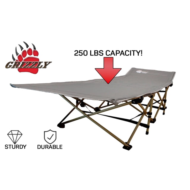 Portable Folding Camping Cot 250lb Capacity – Khaki Coloured Tubing