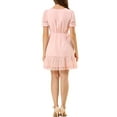 thumbnail image 3 of INSPIRE CHIC Robe Courte Trapèze de Fête pour Femme à Ourlet Volanté, Manches Bouffantes Courtes, 3 of 6