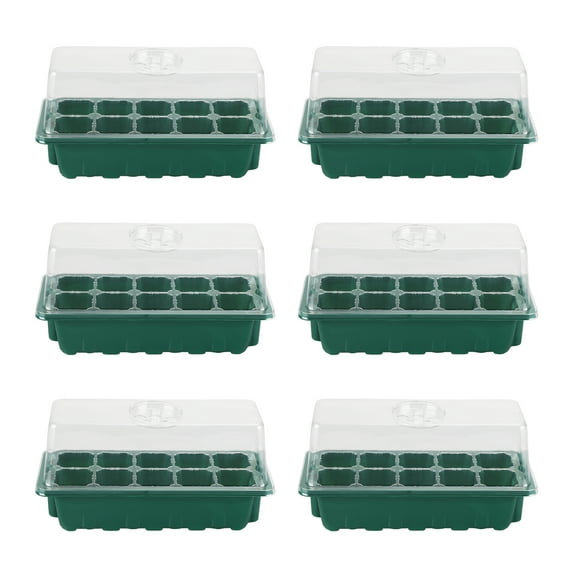 CreativeArrowy 6pcs Seedling Box Storage Case Top Cover Plant Starter Trays Indoor Outdoor 6 Sets Black Green PET Plastic Nursery Pot
