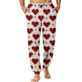 thumbnail image 2 of Mens Pajama Pants, Red White Heart Men's Lounge Pants with Pockets, Comfy Pj Bottoms for Men XL Polyester, 2 of 5