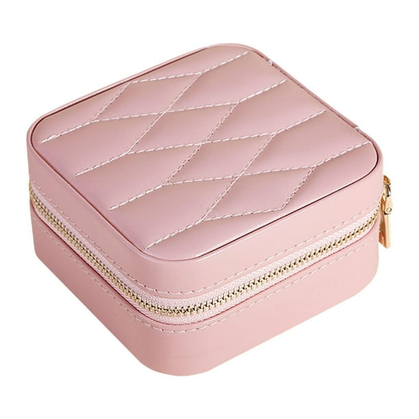 Caja de joyería de viaje para mujer, escaparate de almacenamiento de joyería, organizador de joyería, estuche de almacenamiento para colgantes, regalo Rosa