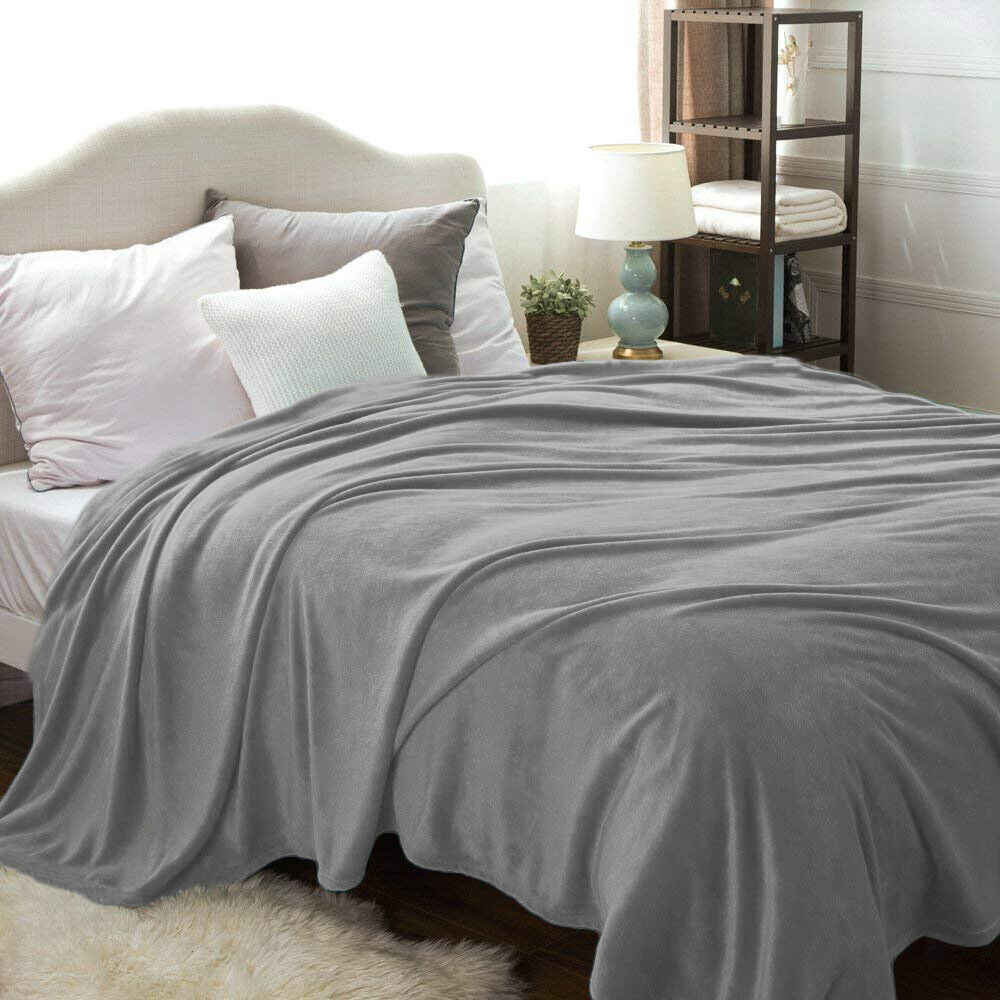 Flannel Solid Microplush Bed Blankets
