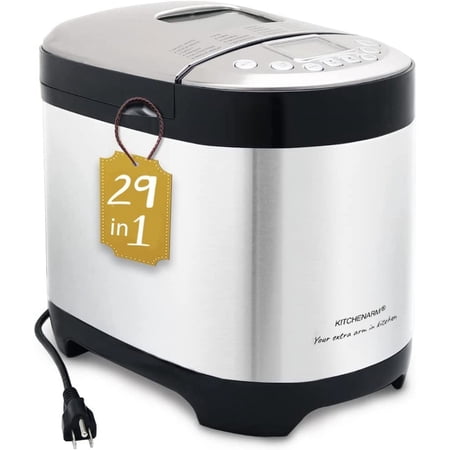 29-in-1 SMART Bread Machine with Gluten Free Setting 2LB 1.5LB 1LB Bread Maker Machine with Homemade Cycle - Stainless Steel Breadmaker with Recipes Whole Wheat Bread Making Machine