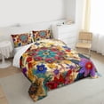 thumbnail image 3 of Homewish Boho Bohemain Flower Full Size Comforter Sets,Vintage Countryside Floral Bedding Comforter Set,Watercolor Rustic Plant Bedding Sets For Girls Kids,Breathable Home Decor Reversible,3 Pieces, 3 of 8