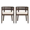 thumbnail image 1 of Noble House Dining Chair Set of 2,Rattan Round Backrest,Beige + Walnut, 1 of 8