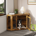 thumbnail image 4 of Bossin 44"Corner Dog Crate Furniture，Wooden Dog Kennel Indoor Furniture，Decorative Dog Crate, Dog Kennel TV Stand End Table for Small to Large Dogs, 4 of 8