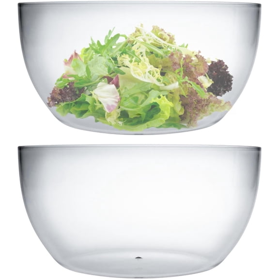 Large Acrylic Salad Bowls and Serving Bowls, Great for Salad, Popcorn, Chips, Dips, Condiments, Break-Resistant Set of 2, Clear 146 oz