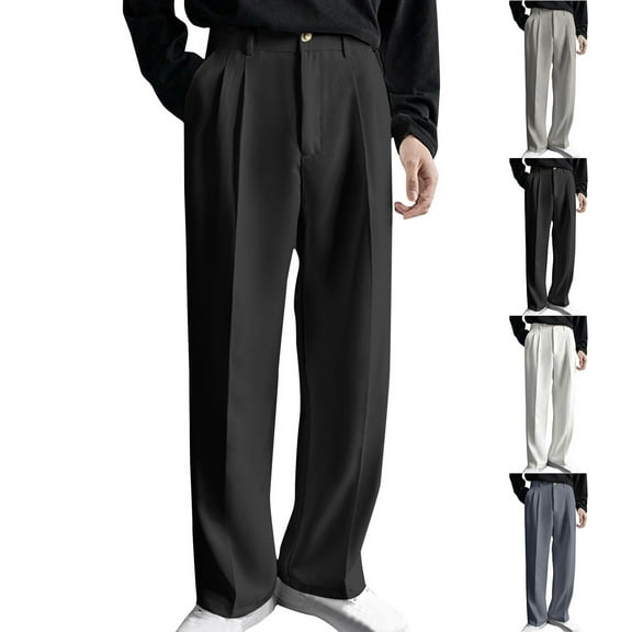 BiZtdJrK Big and Tall Wide Leg Dress Pant for Men Pleated Front Casual Street Dress Pants Comfy Summer Travel Pants with Pockets Gray XL