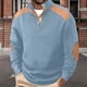 thumbnail image 2 of Kalauyu Mens Warm Sweatshirt Casual Textured Stand Collar Quarter Fall Metal Button Pullover Sweaters Long Sleeve with Pockets, 2 of 4