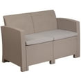 thumbnail image 2 of Merrick Lane Outdoor Furniture Resin Loveseat Light Gray Faux Rattan Wicker Pattern 2-Seat Loveseat With All-Weather Beige Cushions, 2 of 8