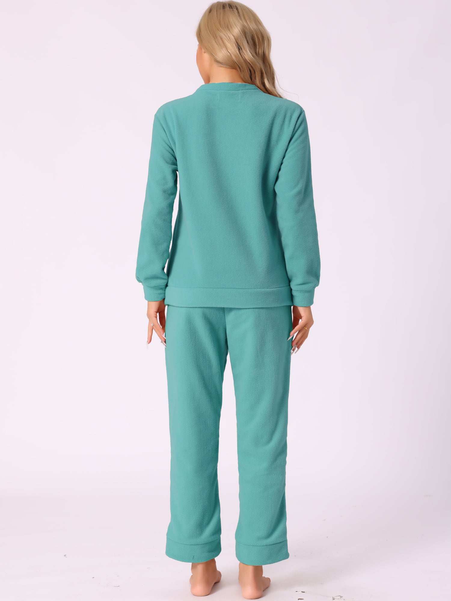 DARING DIVA Women's 2-Piece Fuzzy Flannel Pajama Sets M Green