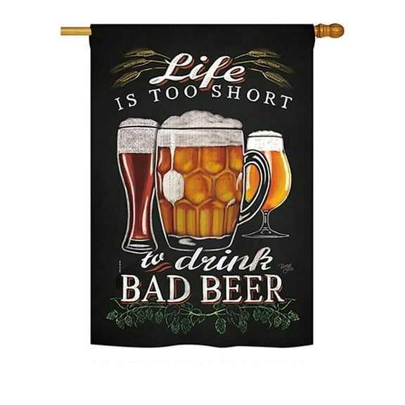 Breeze Decor BD-BV-H-117050-IP-BO-D-US18-WA H117050-BO Drink Bad Beer Happy Hour & Drinks Beverages Impressions Decorative Vertical 28 x 40 in. Double Sided House Flag
