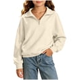 thumbnail image 2 of RYRJJ Girls Half Zip Sweatshirt Lightweight Long Sleeve Pullover Top Drop Shoulder Sweatshirts Fall Fashion Clothes for Kids Boys, 2 of 9
