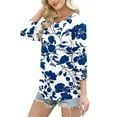 thumbnail image 5 of Rciityk Blouses for Women Casual 3/4 Sleeve Tops Summer Vintage Printed Crew Neck Button Sleeve T Shirts Summer Fall Clothes, 5 of 8