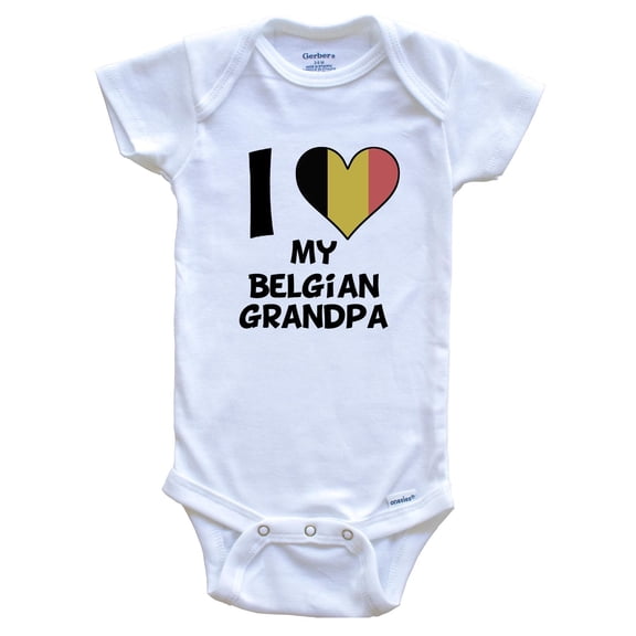 I Heart My Belgian Grandpa Belgium Flag Baby Bodysuit, 0-3 Months White