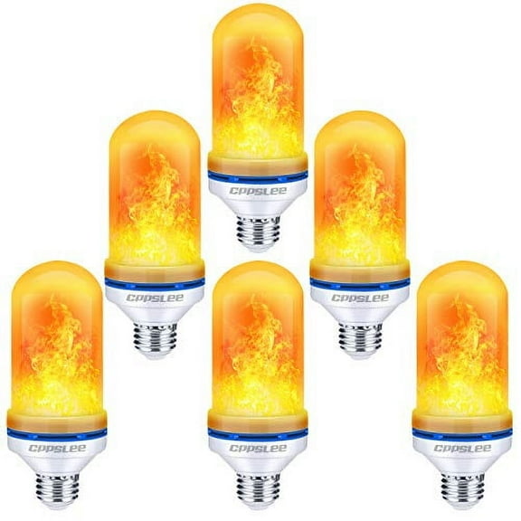 CPPSLEE Led Flame Effect Light Bulb, 4 Modes Flame Lights Bulbs, E26 Base Fire Light Bulbs with Gravity Sensor, Valentine Decorations Flickering Light Bulb for Indoor and Outdoor