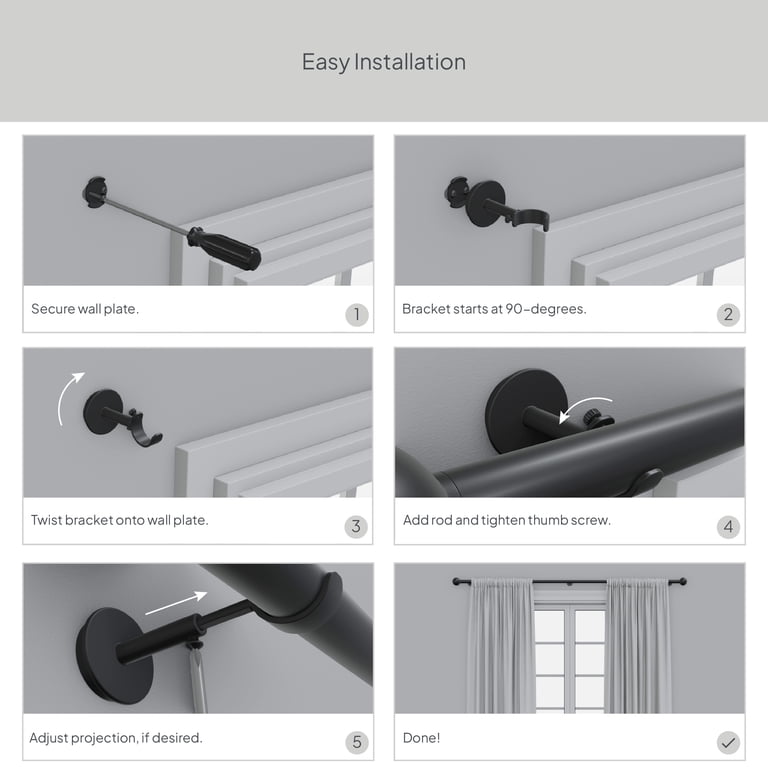 Better Homes & Gardens 1" Matte Black Curtain Rod Brackets, Set of 2 photo 5