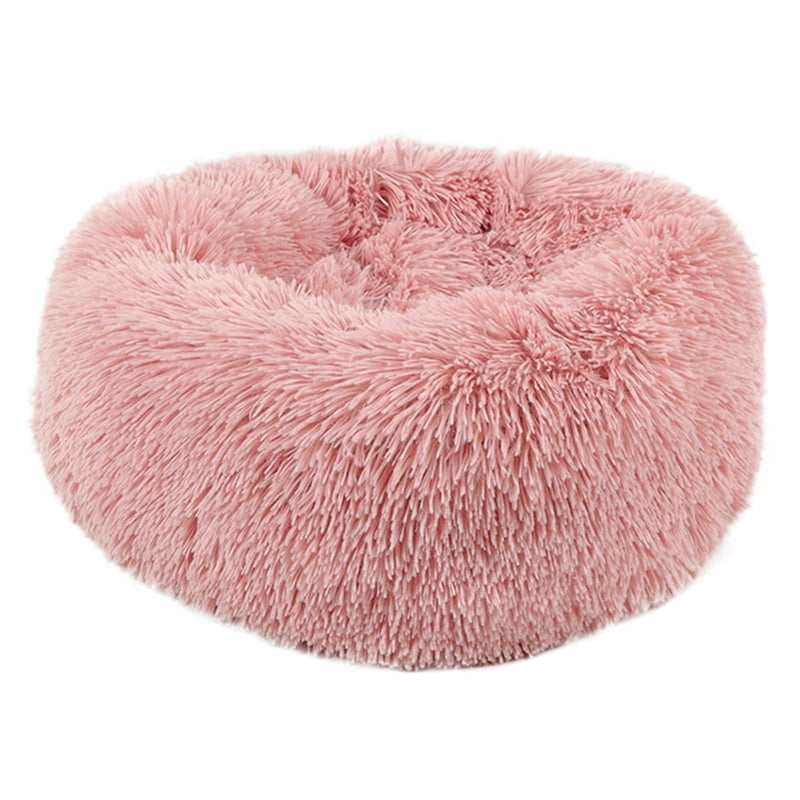 fluffy pink dog bed