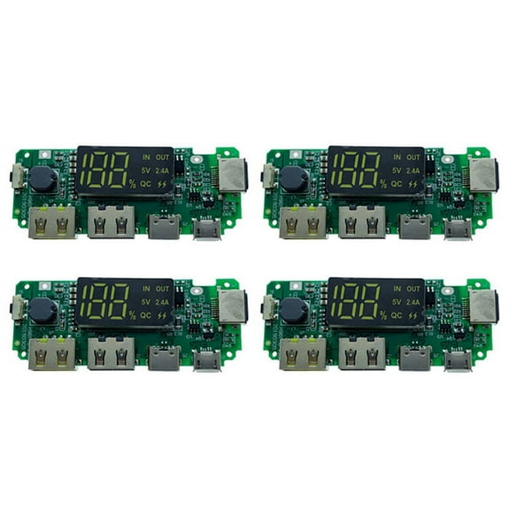 LED Dual USB 5V 2.4A /Type-C USB Mobile Power Bank 18650 Charging Module Lithium Battery Charger Board 4Pcs