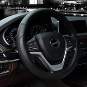 Valleycomfy Microfiber Leather Steering Wheel Cover Universal 15 inch (Black)